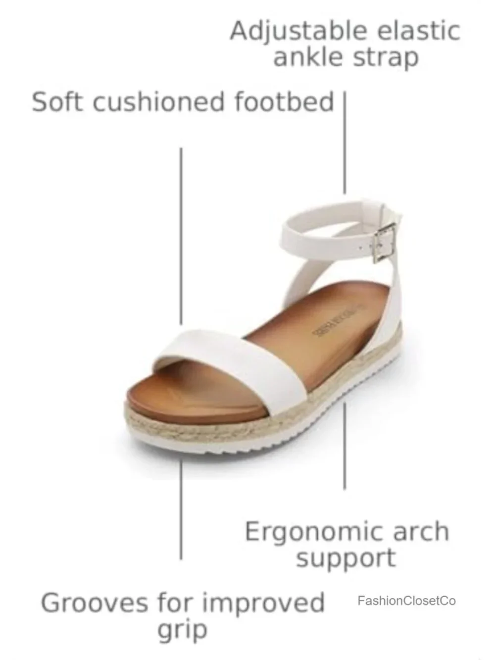 Women's Open Toe Platform Wedge Sandals with Elastic Ankle Strap